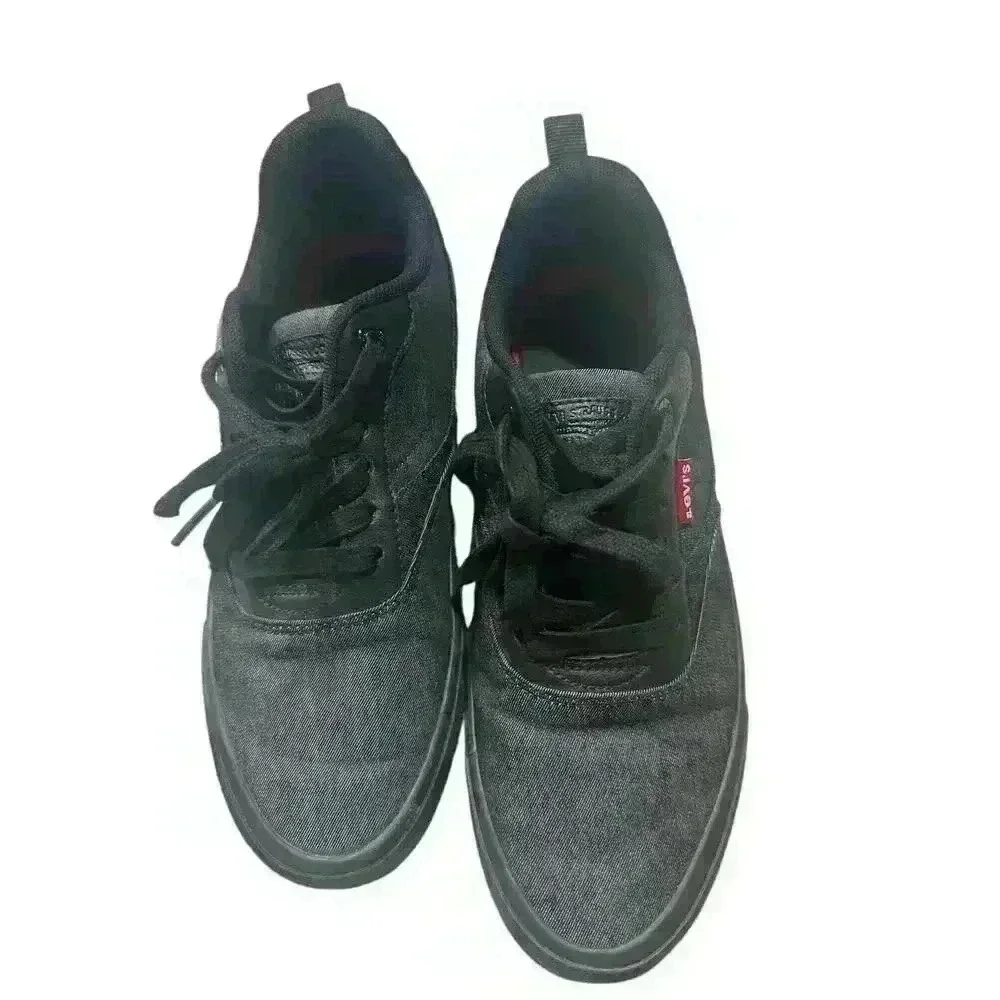 Levis Men's Sneakers Low-Top Shoes Black Mono Chrome Sz: 8.5